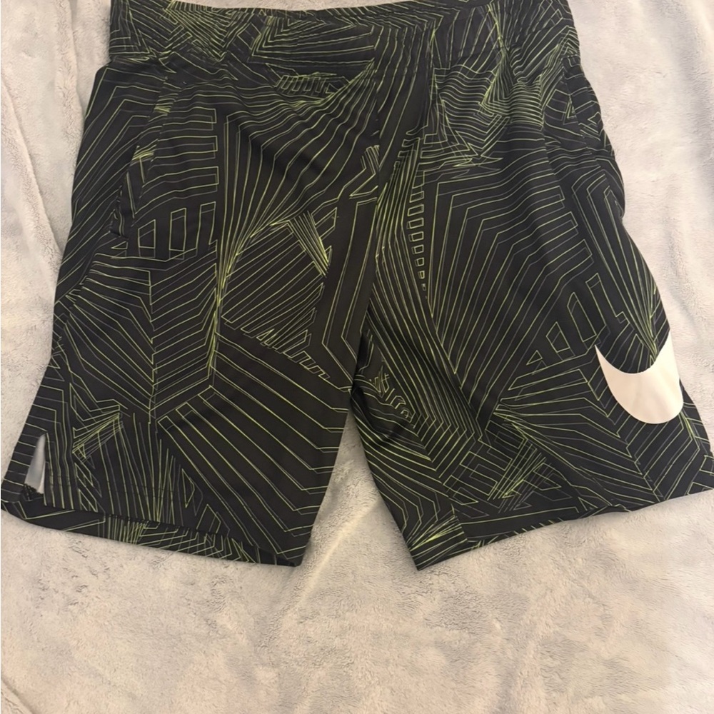 Nike Black and Lime Patterned Shorts